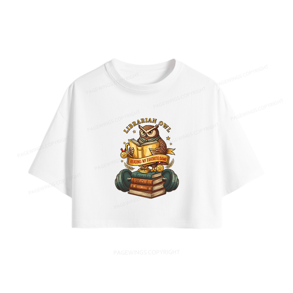 Pagewings Librarian Owl Women Crop Tops