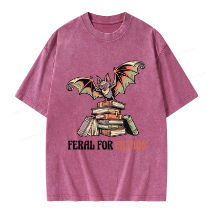 Pagewings Feral For Fiction Unisex Washed T-shirt