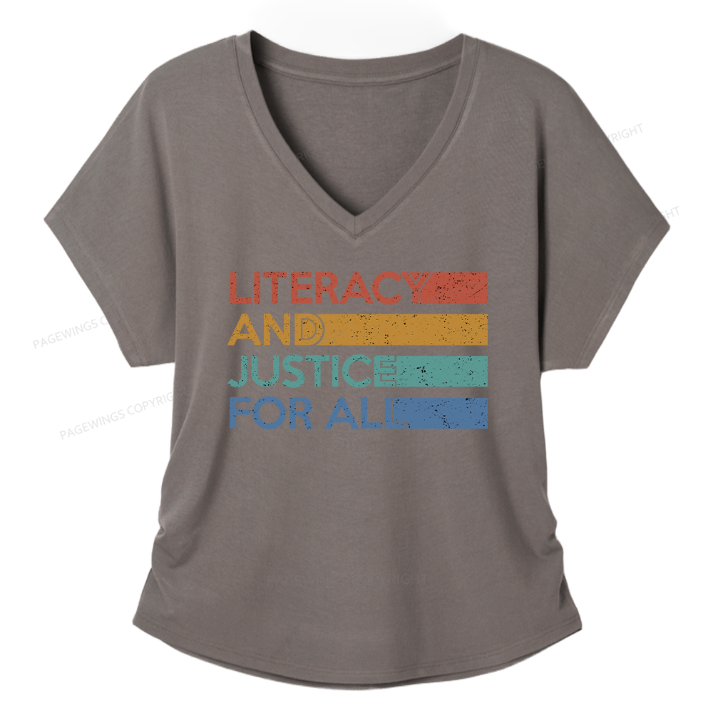 Pagewings Literacy and Justice For All Soft Women's Modal V-neck T-shirt