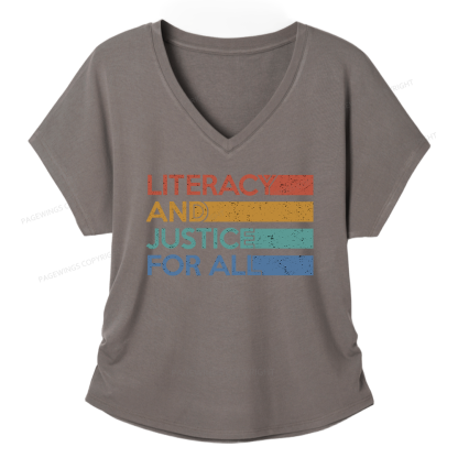 Pagewings Literacy and Justice For All Soft Women's Modal V-neck T-shirt