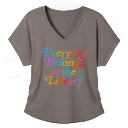 Pagewings Everyone Belongs At The Library Soft Women's Modal V-neck T-shirt
