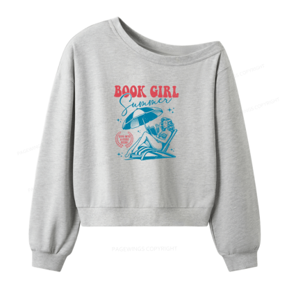 Pagewings Book Girl Summer Women Off Shoulder Sweatshirt