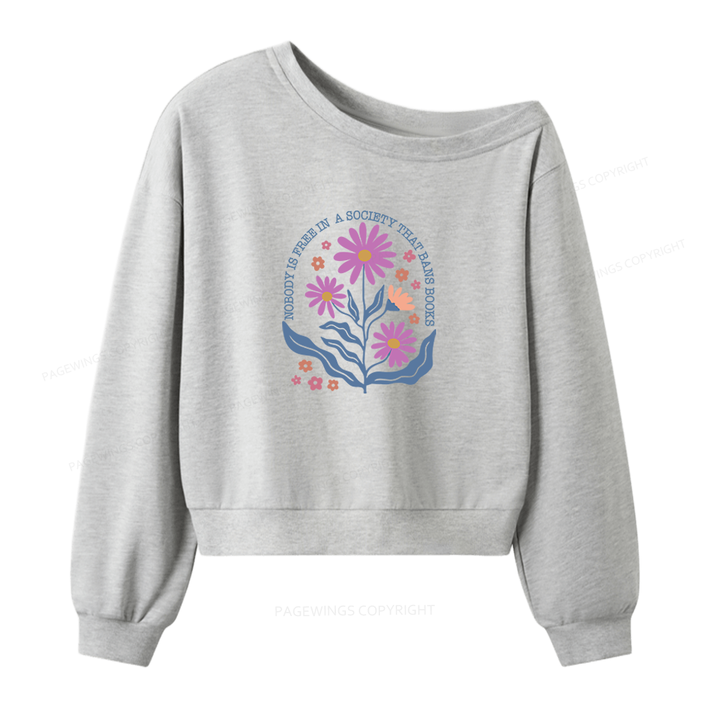 Pagewings Read Banned Books Women Off Shoulder Sweatshirt