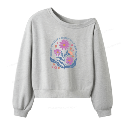 Pagewings Read Banned Books Women Off Shoulder Sweatshirt