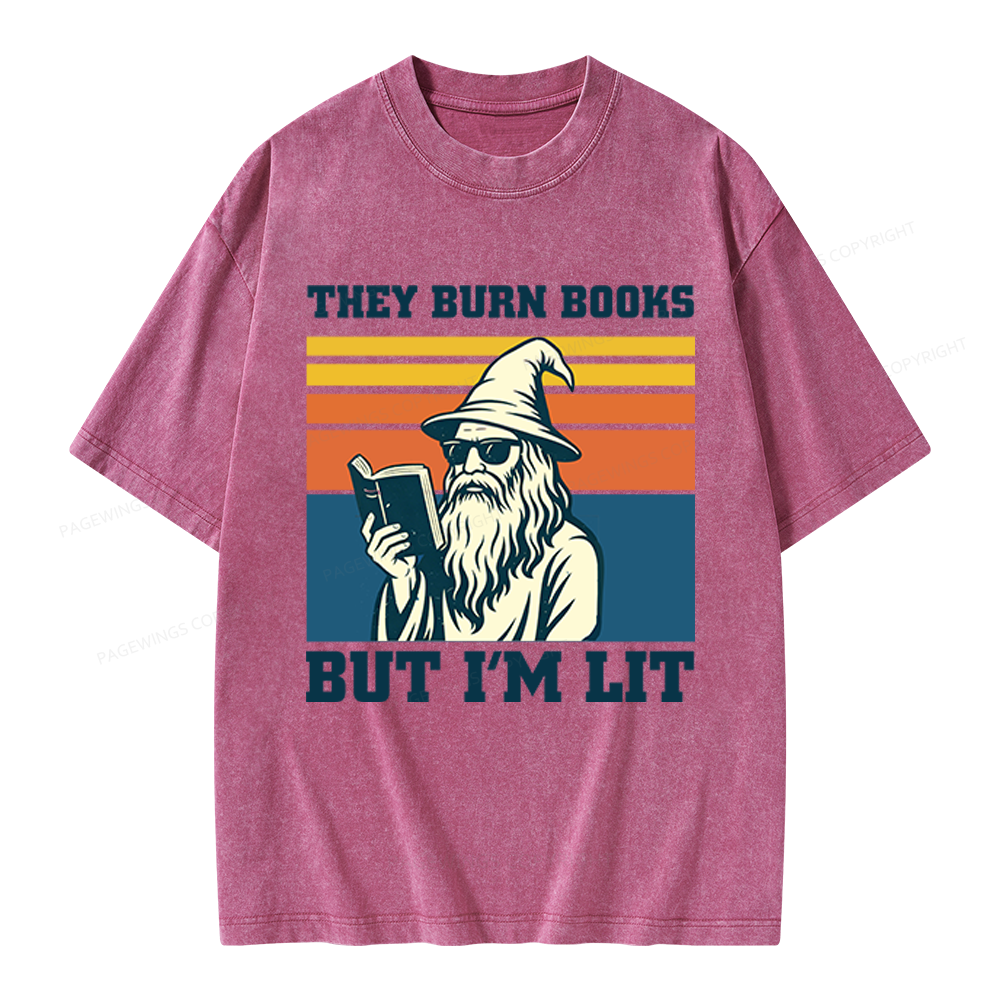 Pagewings They Burn Books Unisex Washed T-shirt