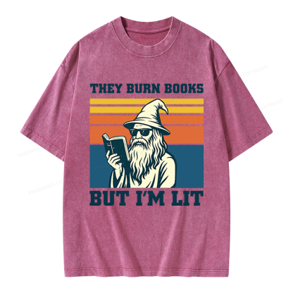 Pagewings They Burn Books Unisex Washed T-shirt