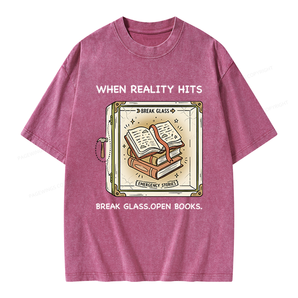 Pagewings Open Books Unisex Washed T-shirt