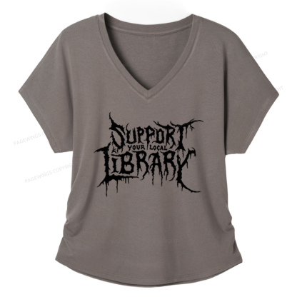 Pagewings Support Your Local Library Soft Women's Modal V-neck T-shirt
