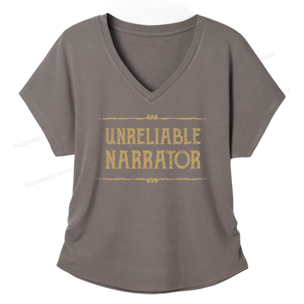 Pagewings Unreliable Narrator Soft Women's Modal V-neck T-shirt
