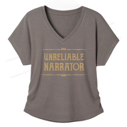 Pagewings Unreliable Narrator Soft Women's Modal V-neck T-shirt