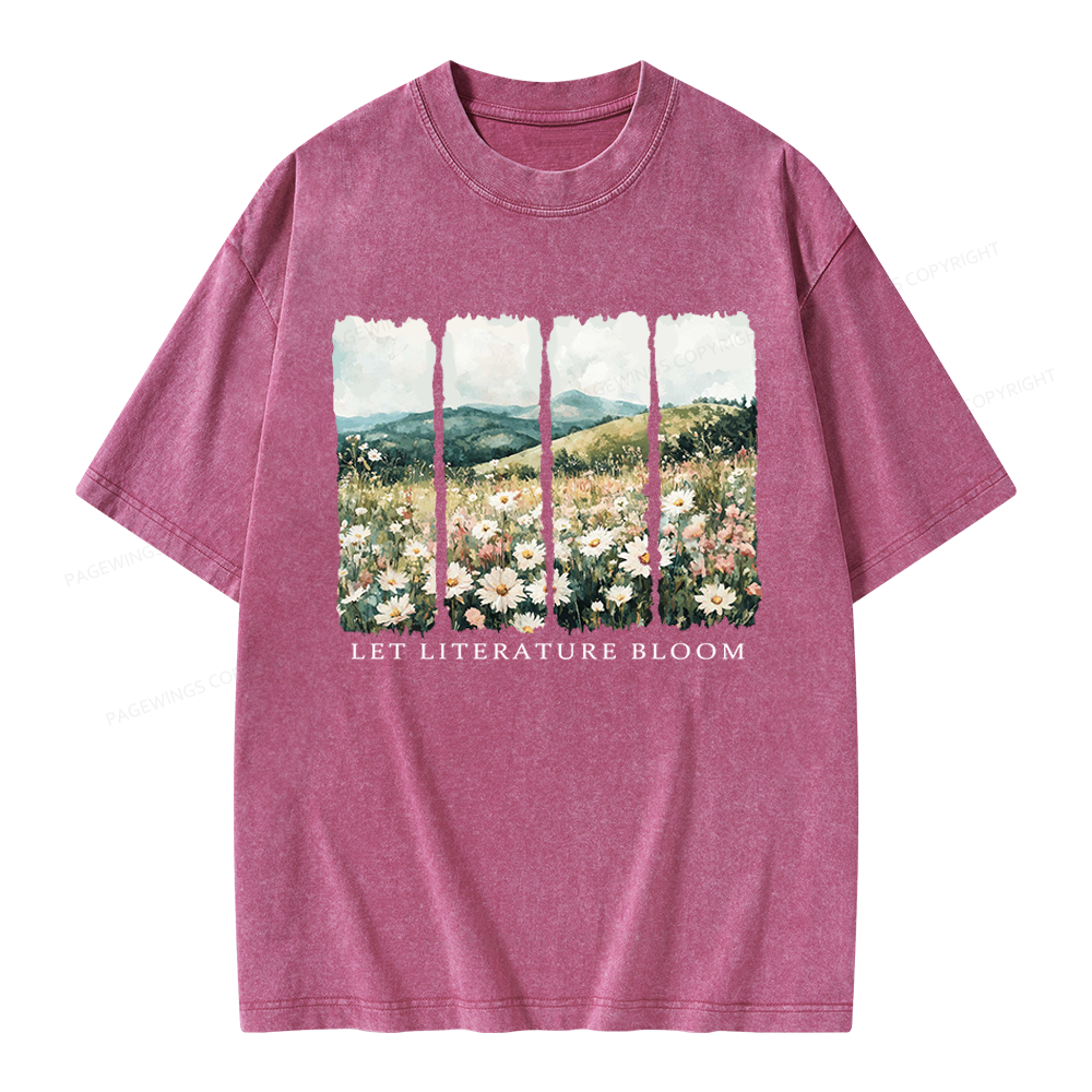 Pagewings Let Literature Bloom Unisex Washed T-shirt