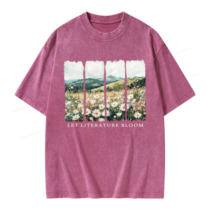 Pagewings Let Literature Bloom Unisex Washed T-shirt