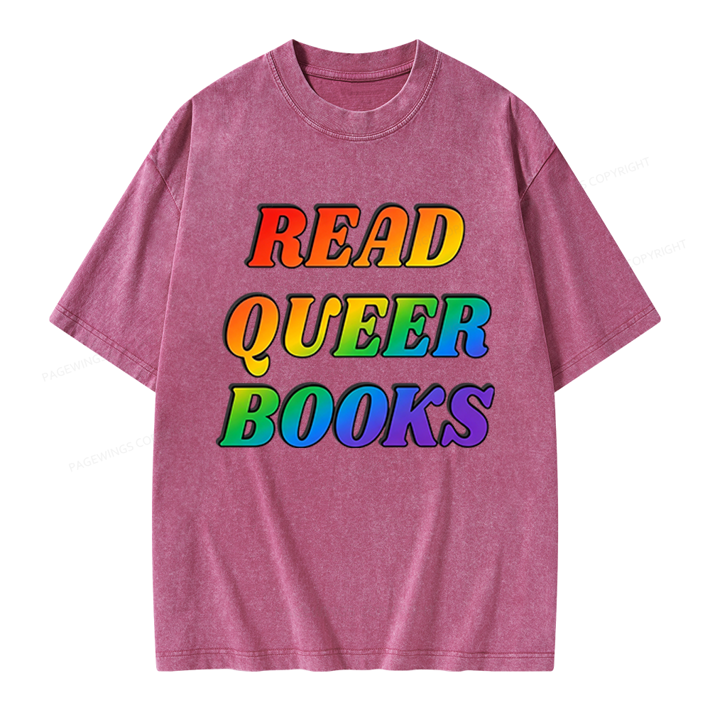 Pagewings Queer Books Unisex Washed T-shirt