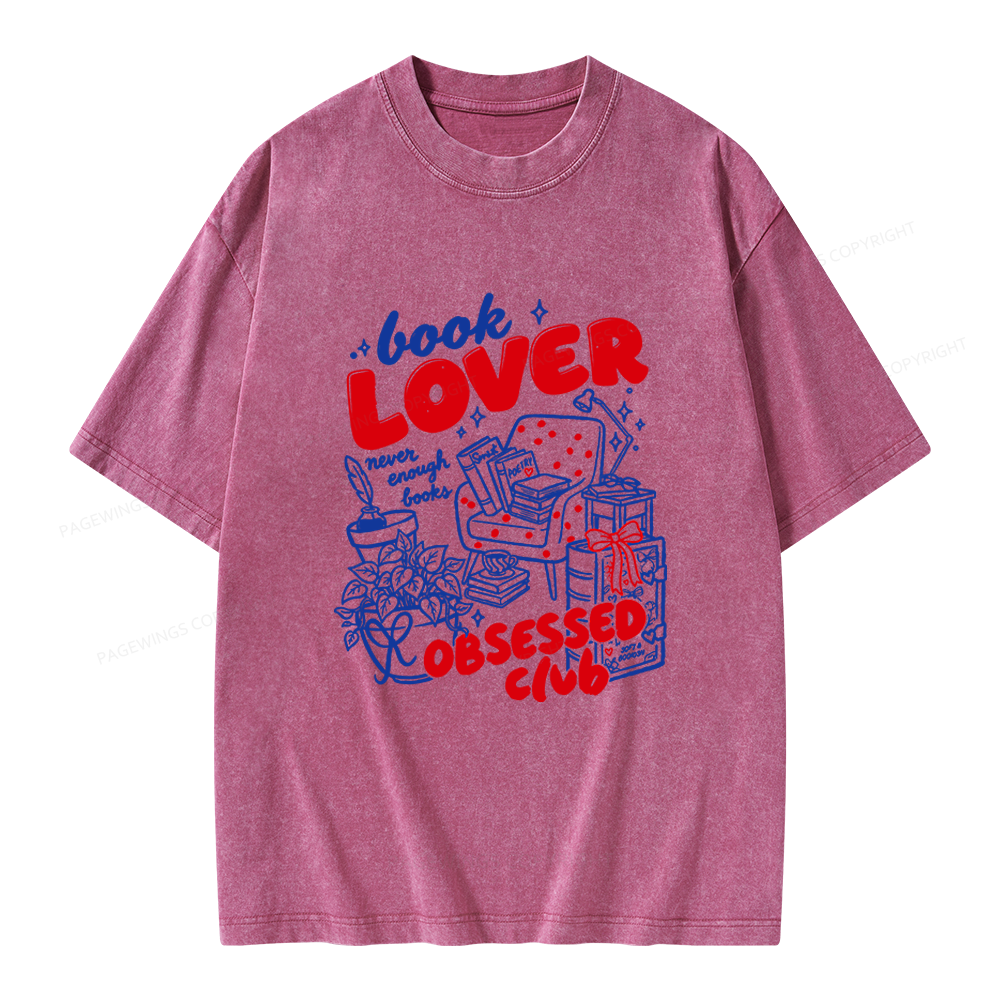 Pagewings Book Lover Obsessed Club Unisex Washed T-shirt