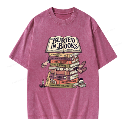 Pagewings Buried In Books Unisex Washed T-shirt