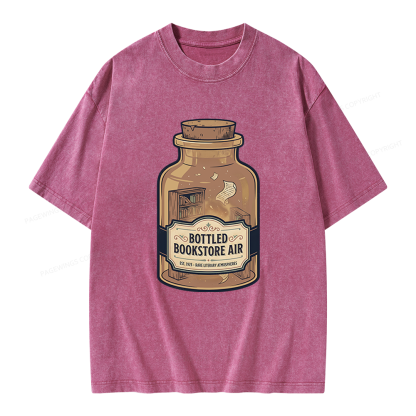 Pagewings Bottled Bookstore Air Unisex Washed T-shirt
