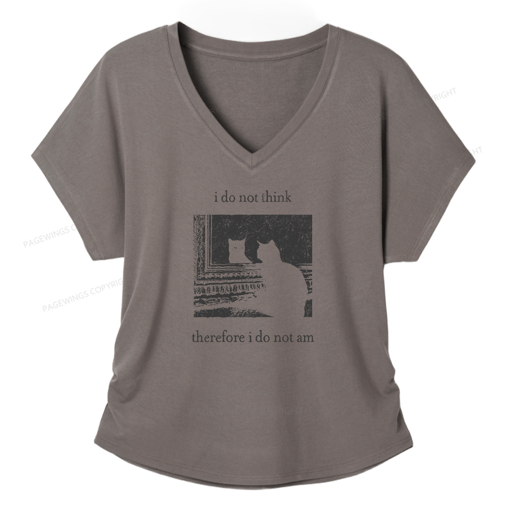 Pagewings I Do Not Think Therefore I Do Not Am Soft Women's Modal V-neck T-shirt  