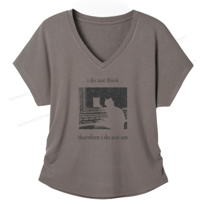 Pagewings I Do Not Think Therefore I Do Not Am Soft Women's Modal V-neck T-shirt  