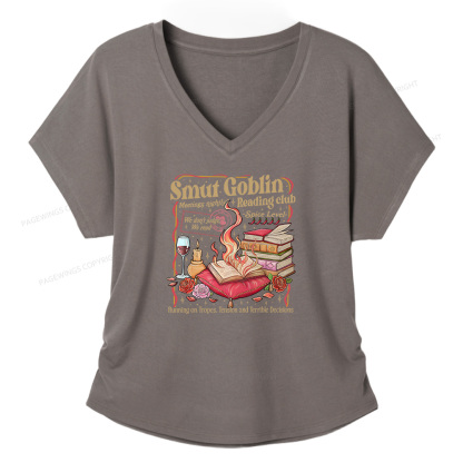 Pagewings Smut Goblin Dark Romance Soft Women's Modal V-neck T-shirt  