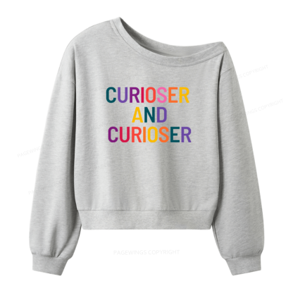 Pagewings Curioser Women Off Shoulder Sweatshirt
