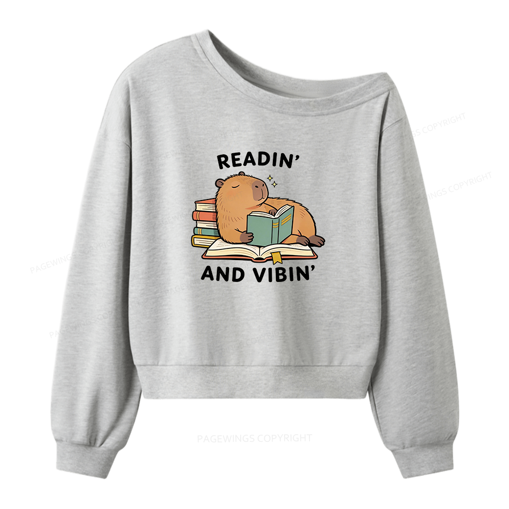 Pagewings Readin' And Vibin' Women Off Shoulder Sweatshirt