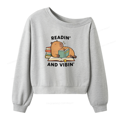 Pagewings Readin' And Vibin' Women Off Shoulder Sweatshirt