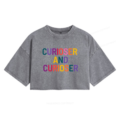 Pagewings Curioser Women's Washed Cropped T-shirt
