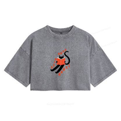 Pagewings Read More Books Women's Washed Cropped T-shirt