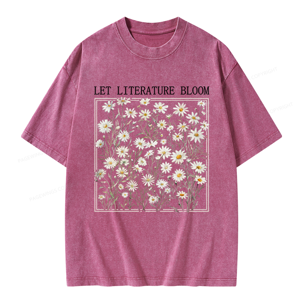 Pagewings Let Literature Bloom Unisex Washed T-shirt
