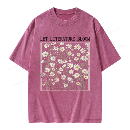 Pagewings Let Literature Bloom Unisex Washed T-shirt