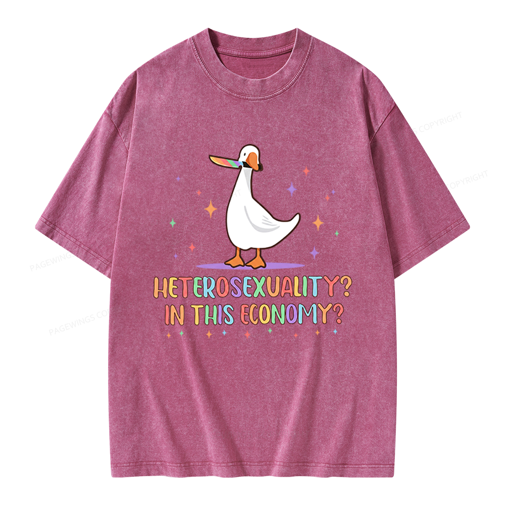 Pagewings Heterosexuality In This Economy Unisex Washed T-shirt