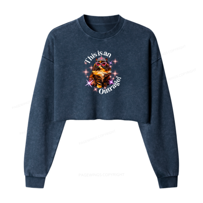 Pagewings This Is An Outrage Washed Crop Sweatshirt