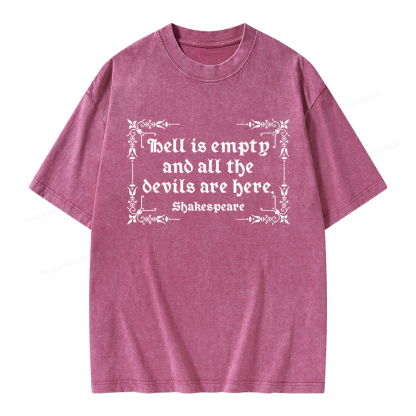 Pagewings Hell Is Empty Unisex Washed T-shirt