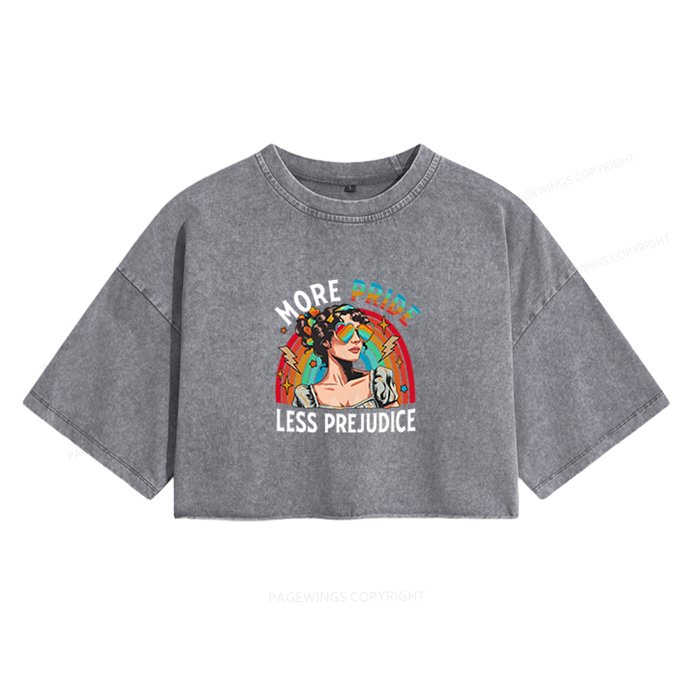 Pagewings More Pride Less Prejudice Women's Washed Cropped T-shirt