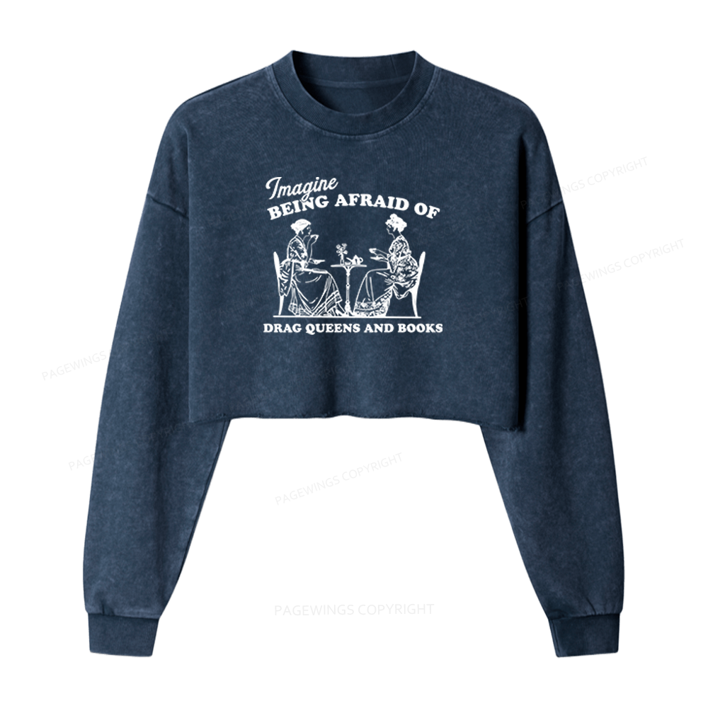 Pagewings Drag Queens Washed Crop Sweatshirt