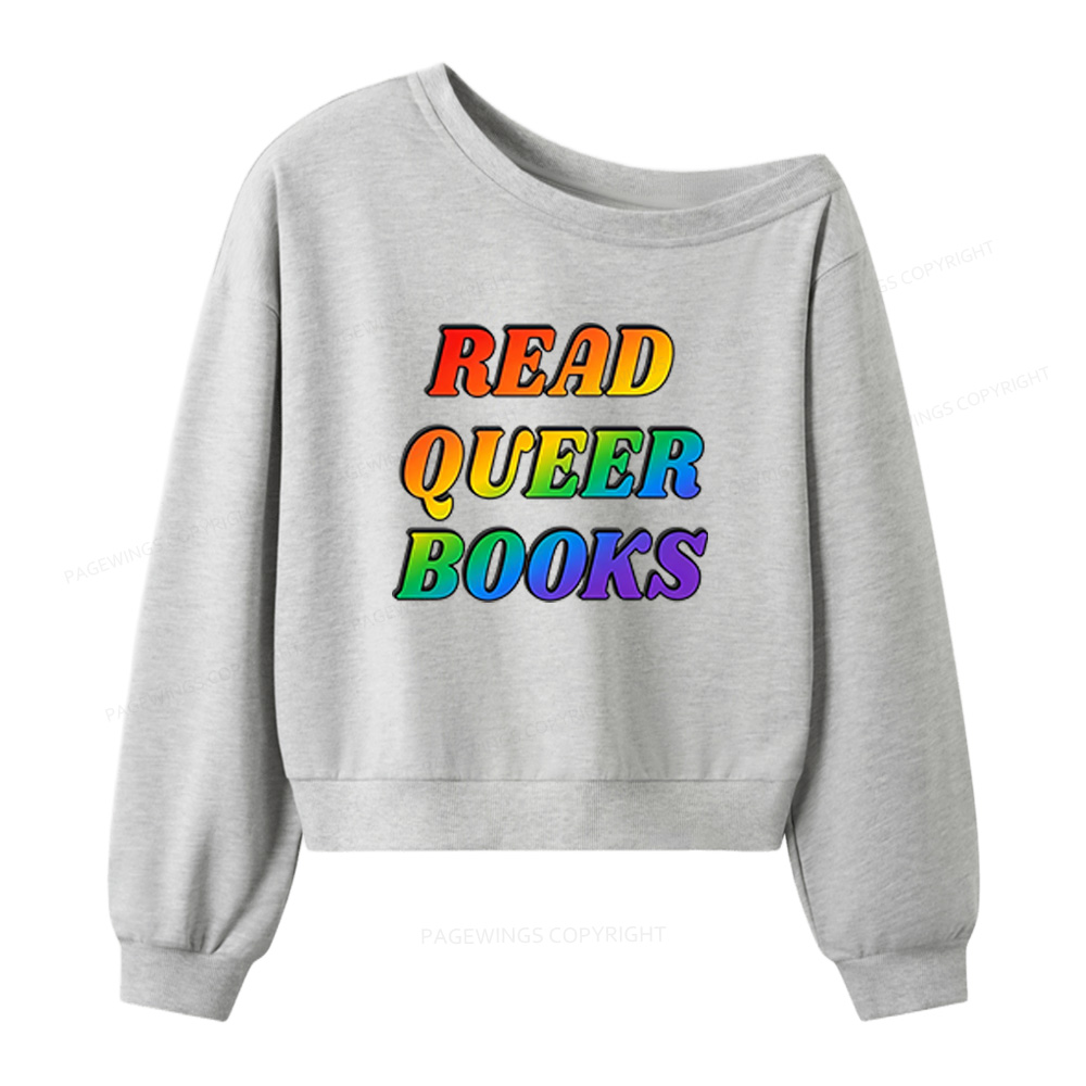 Pagewings Queer Books Women Off Shoulder Sweatshirt