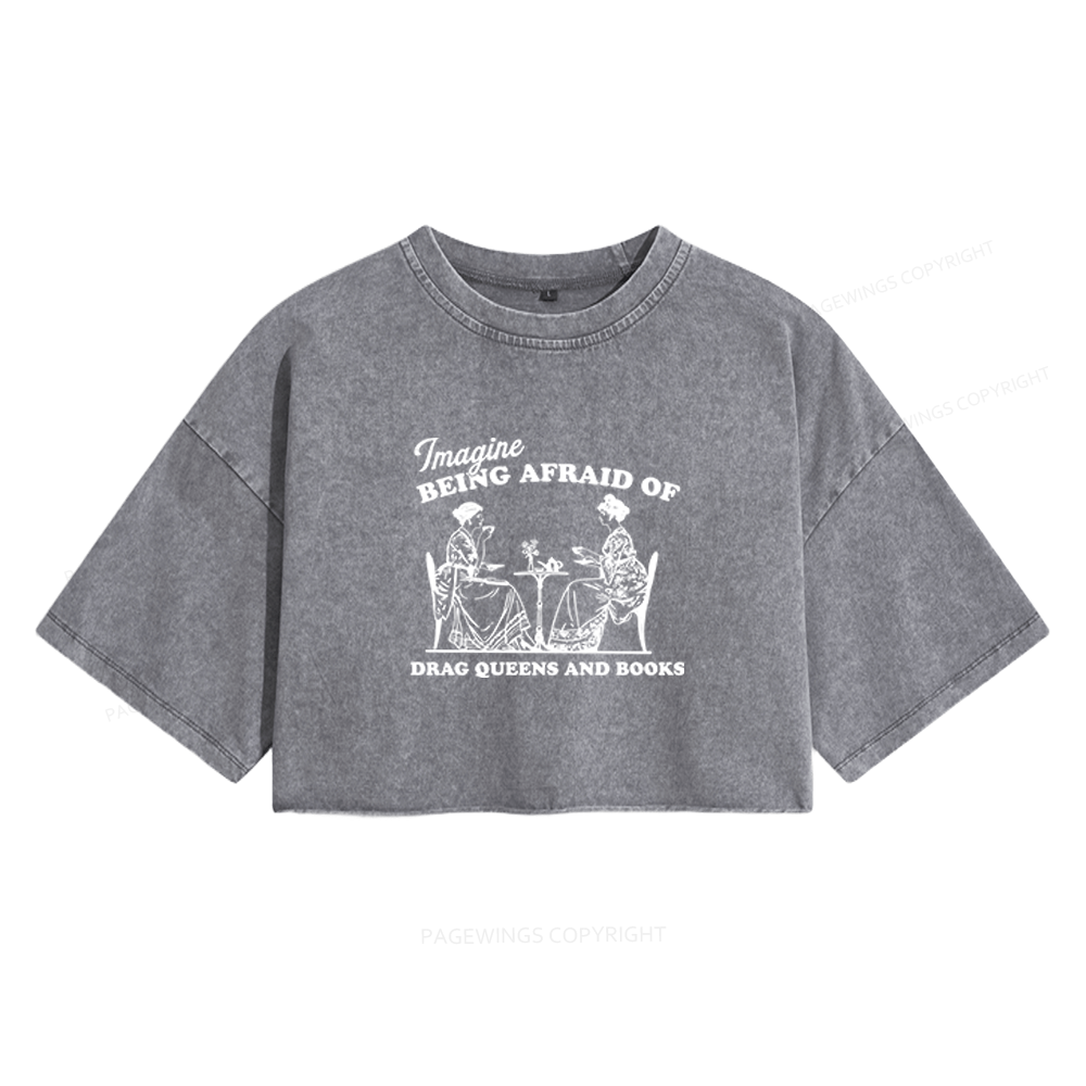 Pagewings Drag Queens Women's Washed Cropped T-shirt