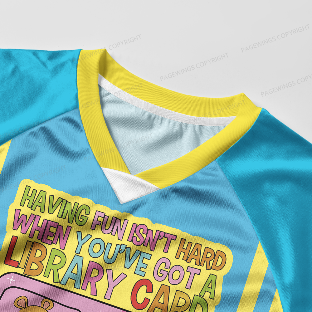 Pagewings Having Fun Isn't Hard When You've Got A Library Card Women's Cropped Jersey