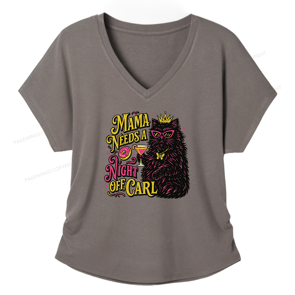 Pagewings Mama Needs A Night Off Soft Women's Modal V-neck T-shirt  