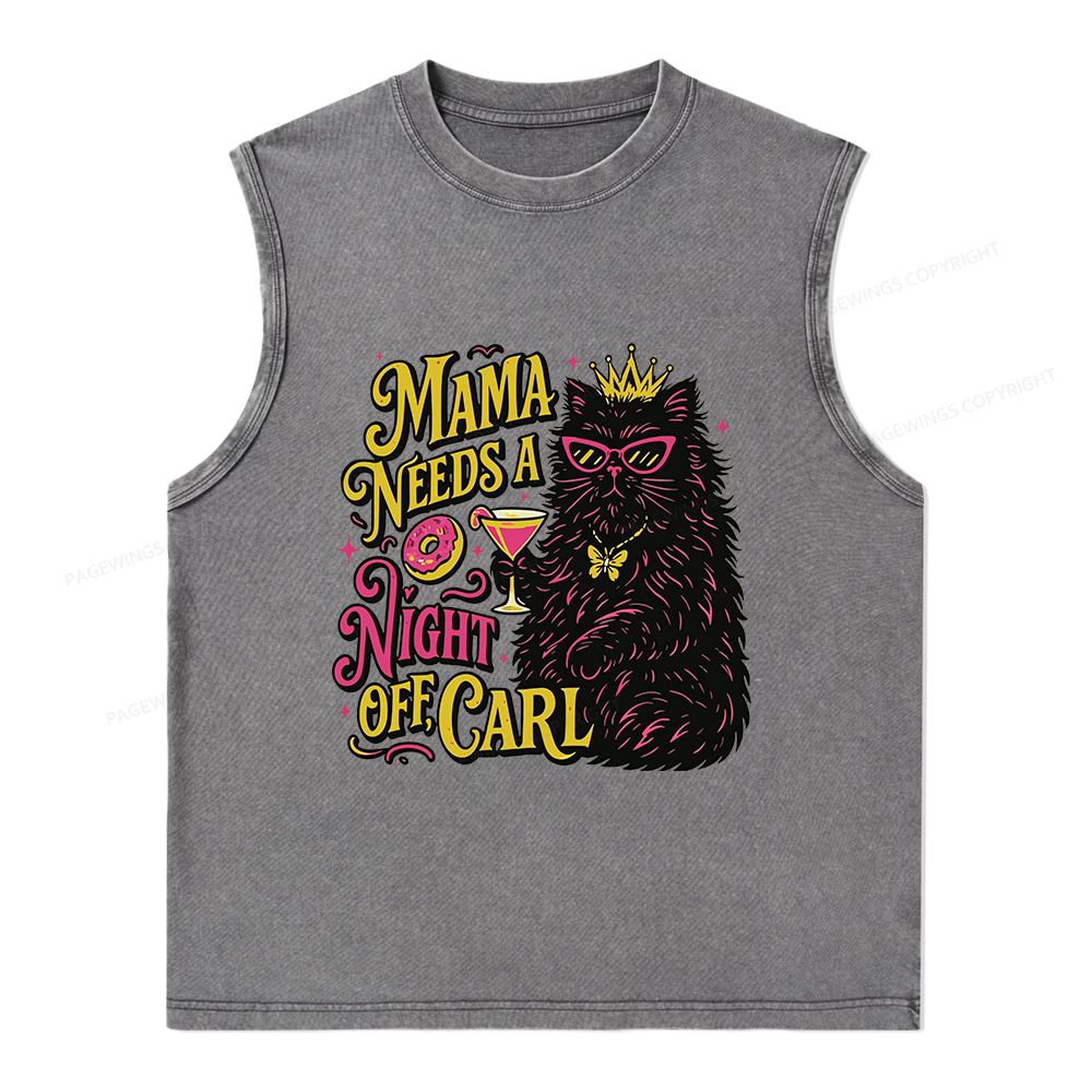 Pagewings Mama Needs A Night Off Unisex Washed Tank Top
