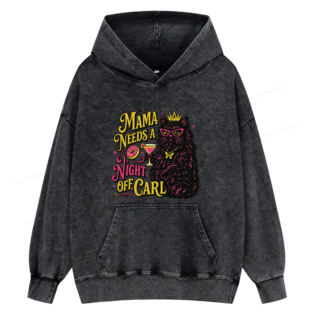 Pagewings Mama Needs A Night Off Unisex Washed Hoodie