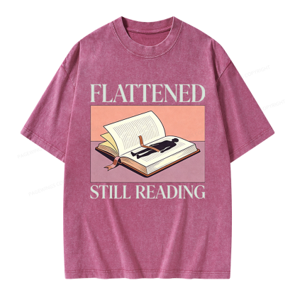 Pagewings Flattened Still Reading Unisex Washed T-shirt
