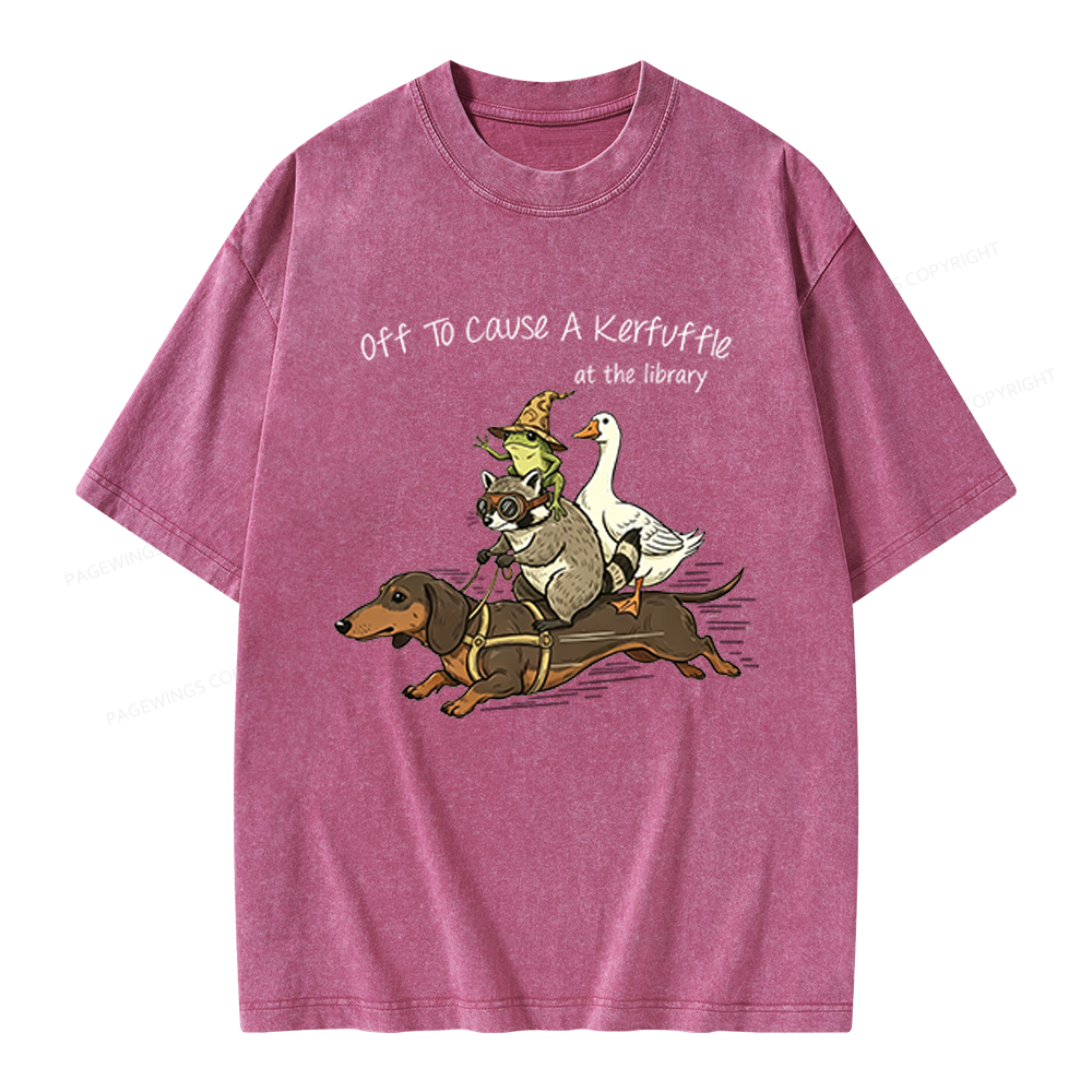 Pagewings Off To Cause A Kerfuffle At The Library Unisex Washed T-shirt