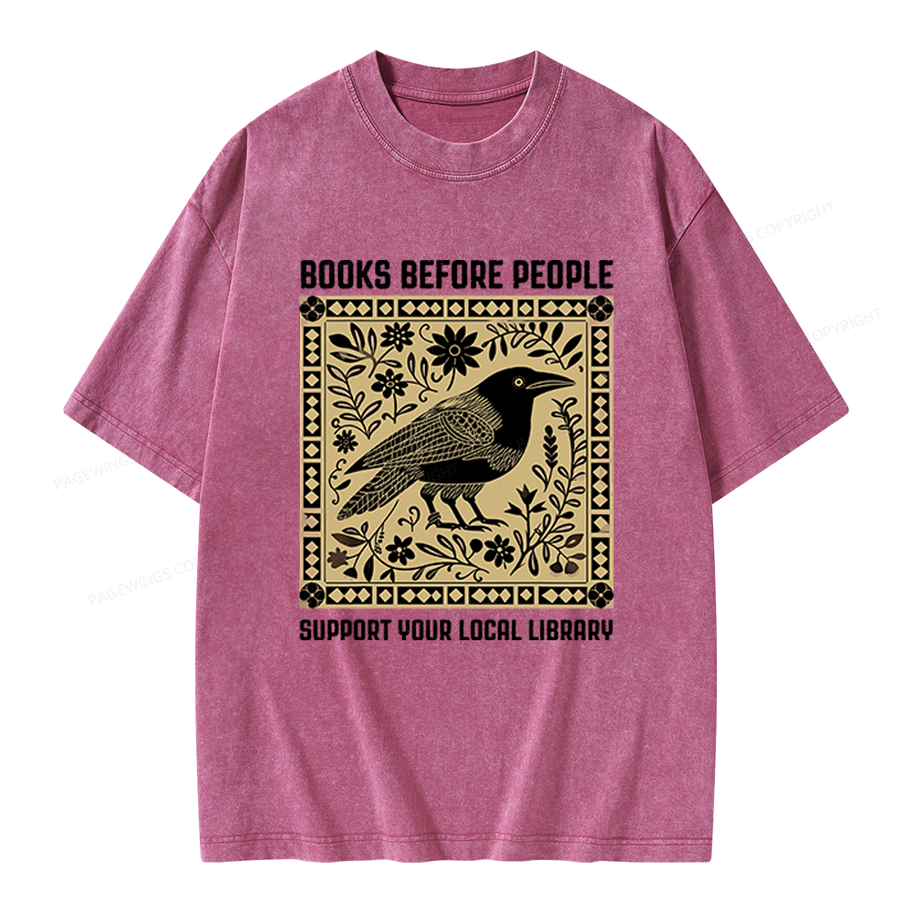 Pagewings Support Your Local Library Unisex Washed T-shirt