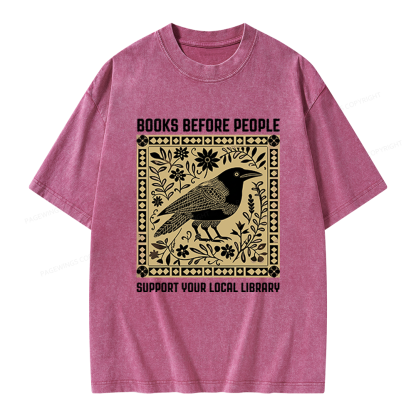 Pagewings Support Your Local Library Unisex Washed T-shirt