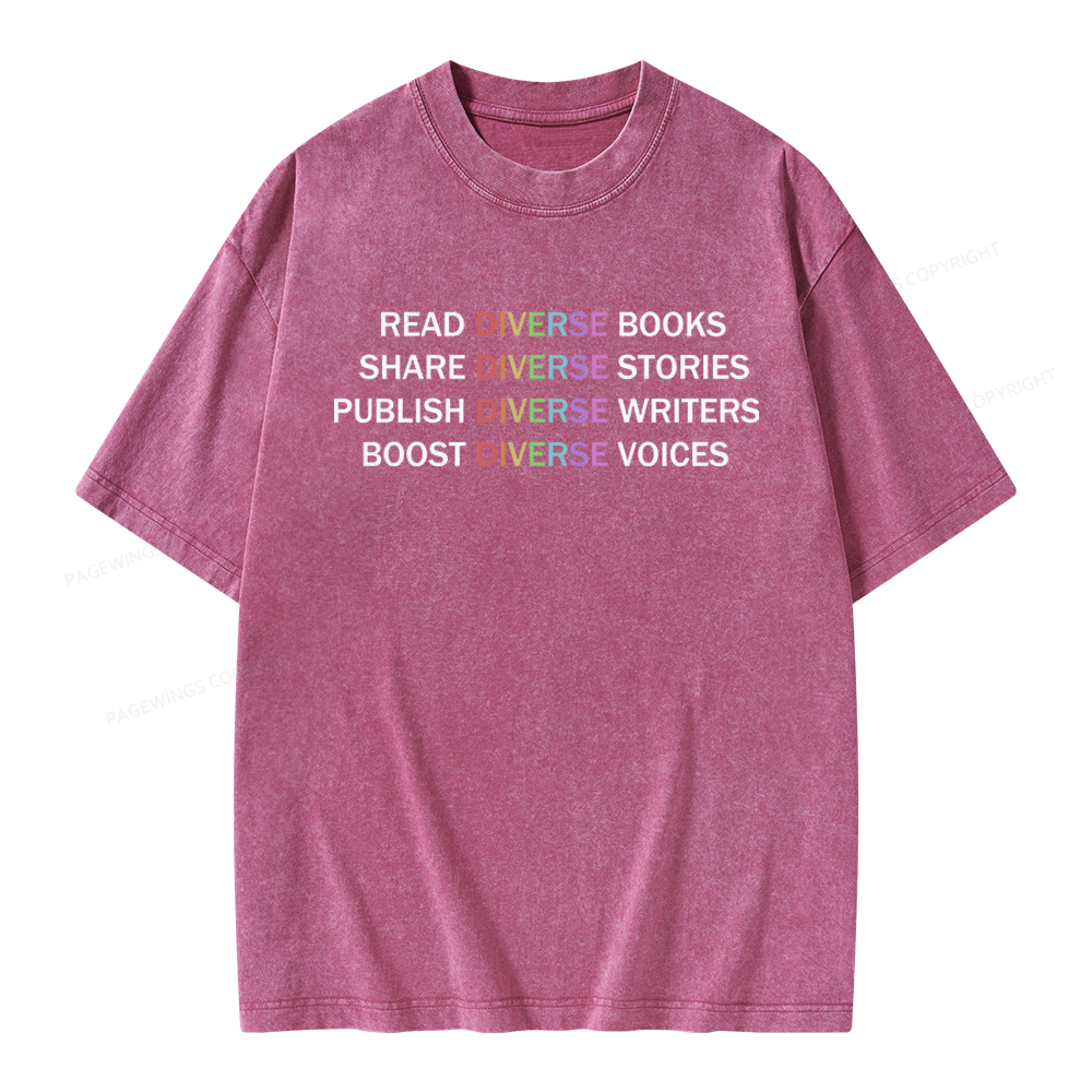 Pagewings Read Diverse Books Unisex Washed T-shirt