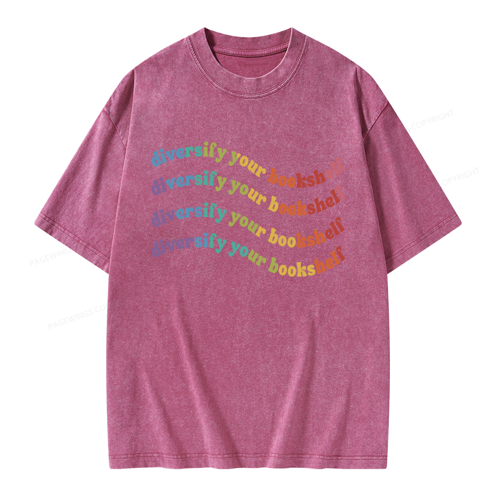 Pagewings Diversify Your Bookshelf Unisex Washed T-shirt