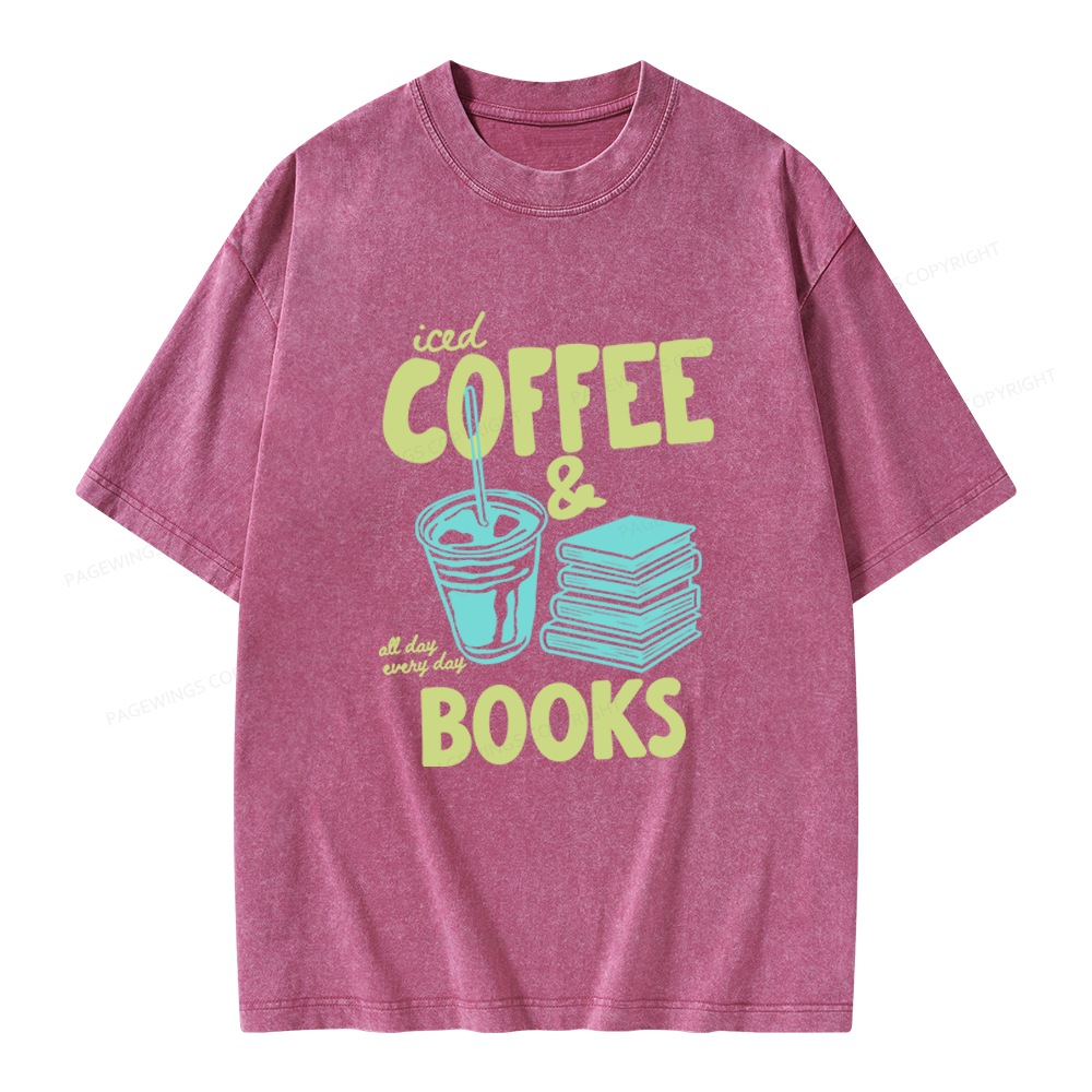 Pagewings Coffee And Books Unisex Washed T-shirt