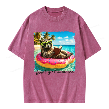 Pagewings Feral Girl Summe Unisex Washed T-shirt