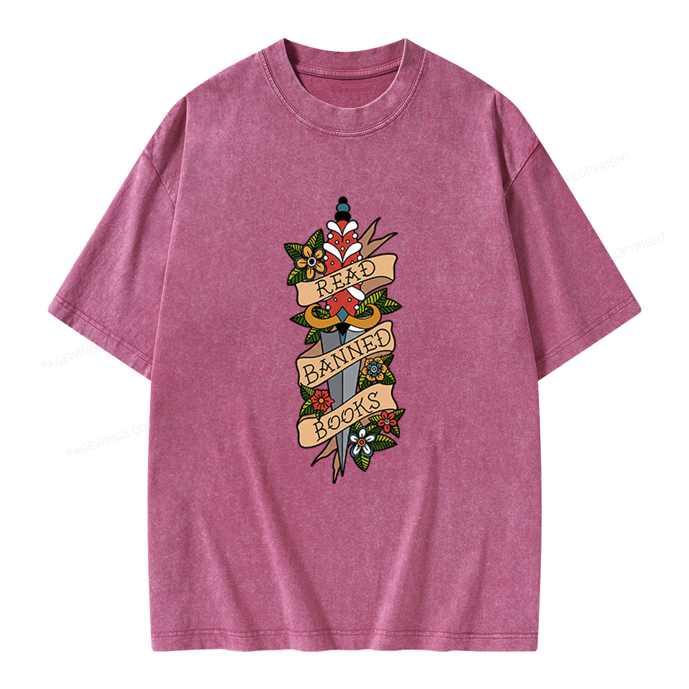 Pagewings Banned Books Unisex Washed T-shirt